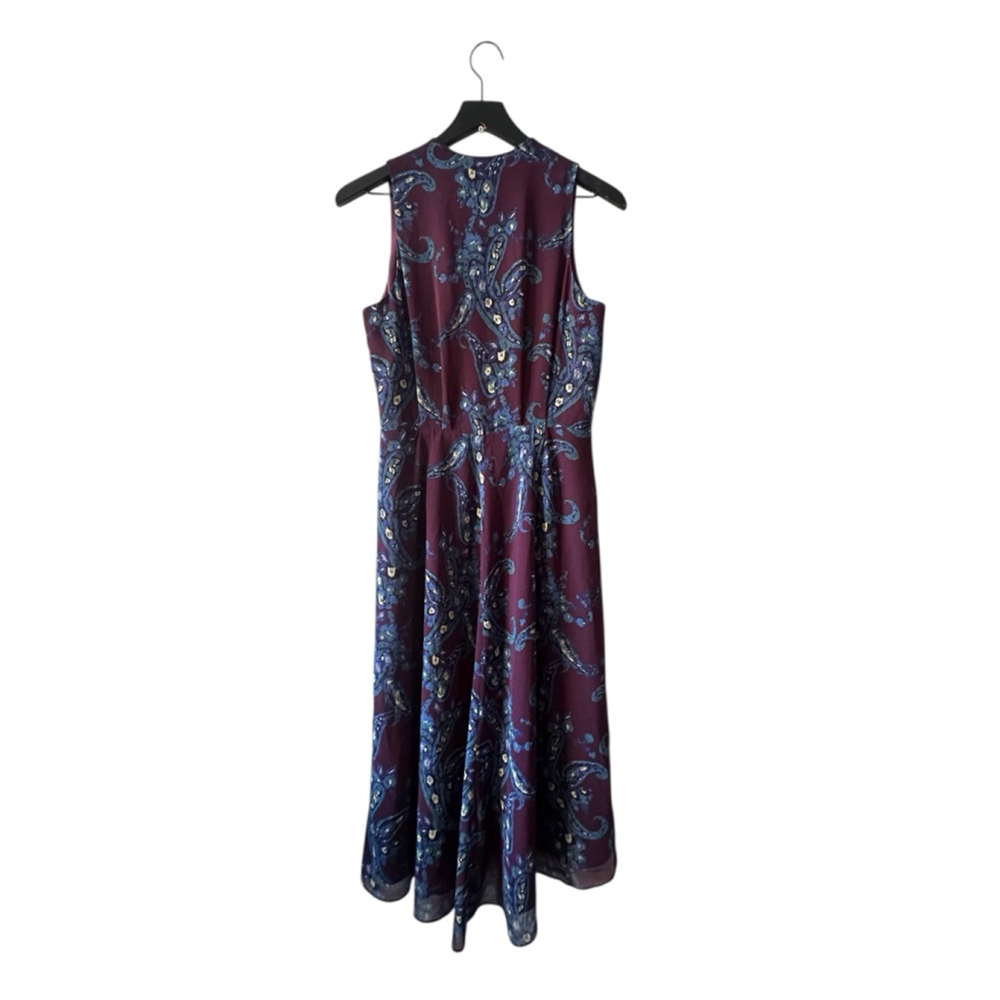 Cabi Purple Blue Paisley Midi Wrap Dress Size 6 - Picture 10 of 10